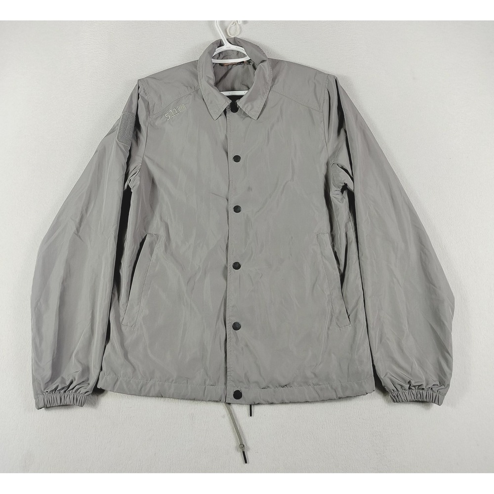 5.11 Tactical Coach Jacket Mens Small Gray Flannel Lined Windbreaker Security